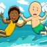 Caillou learns to surf